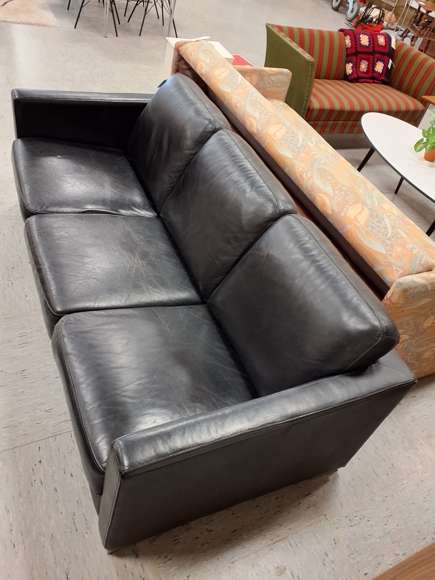 3-pers lædersofa sort